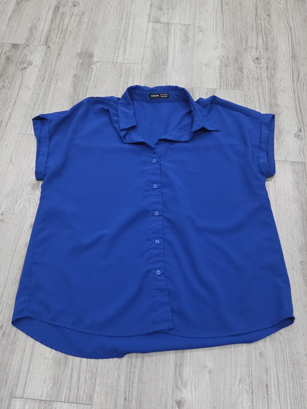 SHEIN Royal Blue Short Sleeve Button-Down Shirt